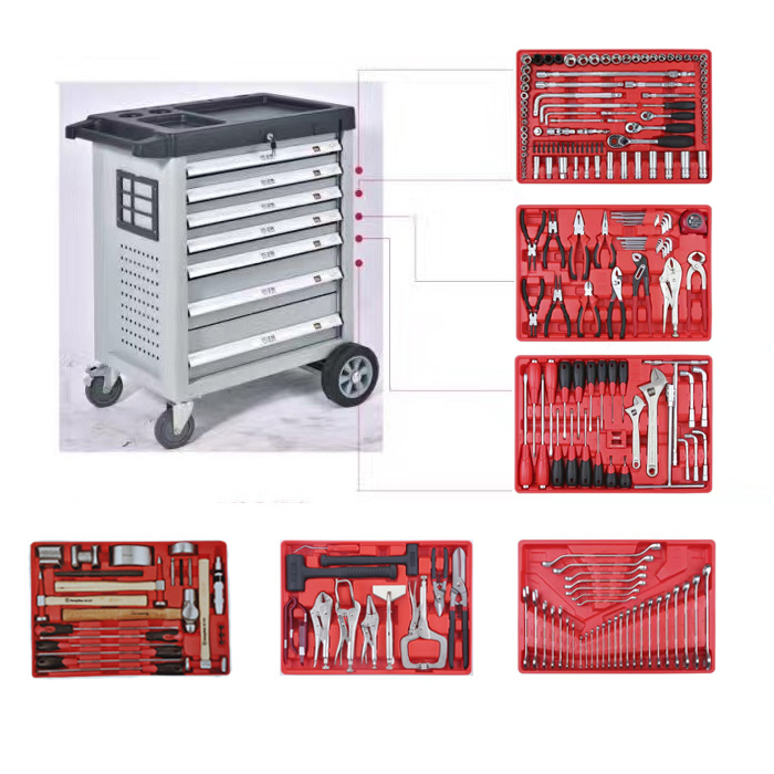 Multipurpose 229 Pcs Tools Trolley Set For Repairing Car or Using in Warehouse Spanner Set